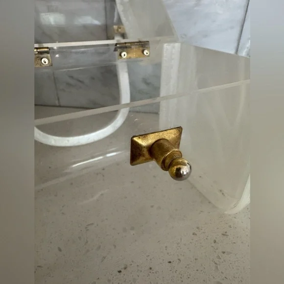 Vintage Lucite Box Purse Pearl White & Clear Miami Stylecraft Style - Picture 9 of 13
